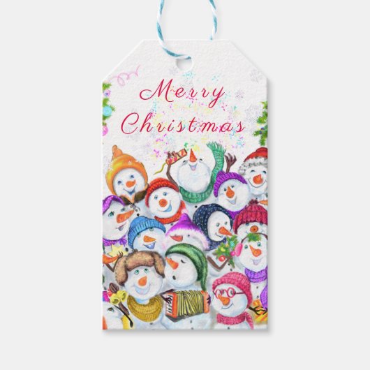Kerstmis Sneeuwmannen Cadeautags Cadeaulabel (Voorkant)