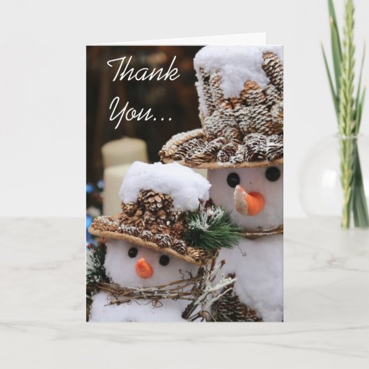 Kerstmis Sneeuwmannen Dank Je Kaart (Voorkant)