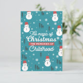 Kerstmis Sneeuwmannen en gekoesterde herinneringen Bedankkaart (Staand voorkant)