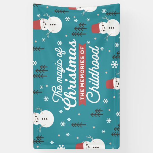 Kerstmis Sneeuwmannen en gekoesterde herinneringen Spandoek (Verticaal)