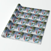 Kerstmis  Sneeuwmannen en Kerststokken Cadeaupapier (Uitgerold)