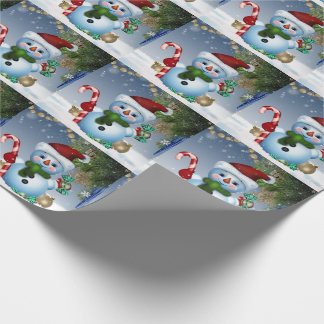 Kerstmis Sneeuwmannen en Kerststokken Cadeaupapier