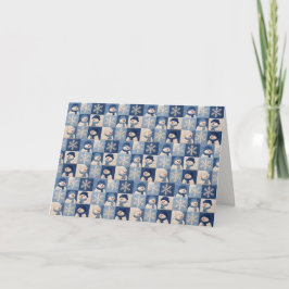 Kerstmis Sneeuwmannen en Sneeuwvlokken Quilt Patro Kaart