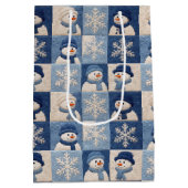 Kerstmis Sneeuwmannen en Sneeuwvlokken Quilt Patro Medium Cadeauzakje (Achterkant)
