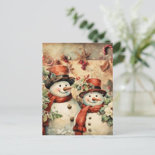 Kerstmis Sneeuwmannen illustratie Briefkaart (Staand voorkant)