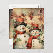 Kerstmis Sneeuwmannen illustratie Briefkaart (Voorkant / Achterkant)