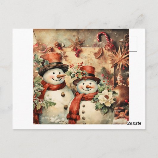 Kerstmis Sneeuwmannen illustratie Briefkaart (Achterkant)