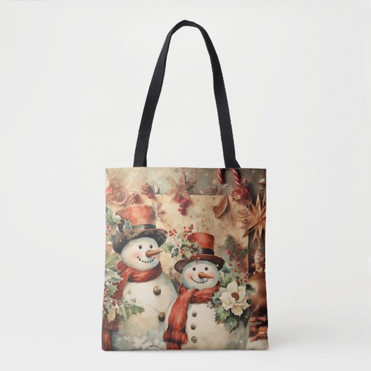 Kerstmis Sneeuwmannen illustratie Tote Bag (Voorkant)