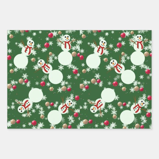 Kerstmis Sneeuwmannen Inpakpapier Vel (Voorkant)