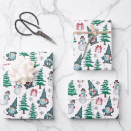 Kerstmis Sneeuwmannen Kabouters Suikerstokken Cade Inpakpapier Vel
