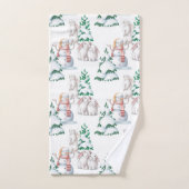 Kerstmis Sneeuwmannen Konijnen Bomen Illustratie Bad Handdoek (Handdoek)
