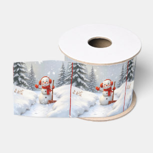 Kerstmis Sneeuwmannen Met Rode Schedels Grosgrain Lint