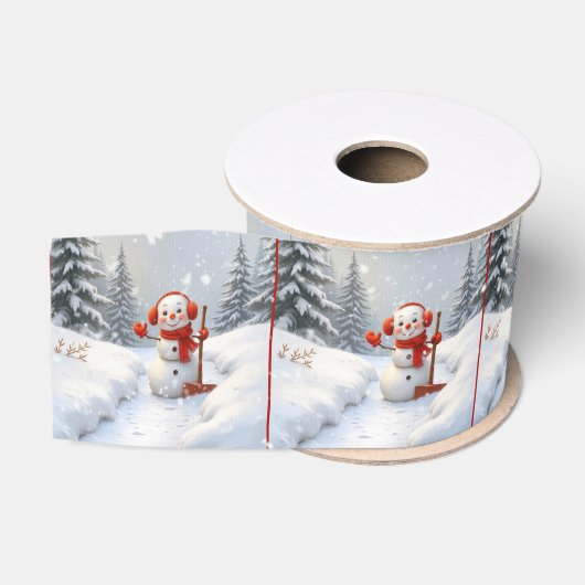 Kerstmis Sneeuwmannen Met Rode Schedels Grosgrain Lint (Spoel)