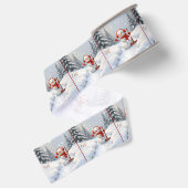 Kerstmis Sneeuwmannen Met Rode Schedels Grosgrain Lint (Achterkant)
