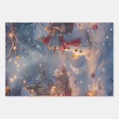 Kerstmis Sneeuwmannen Village Decoupage Inpakpapier Vel (Voorkant 3)