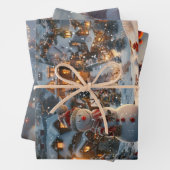 Kerstmis Sneeuwmannen Village Decoupage Inpakpapier Vel (In situ)