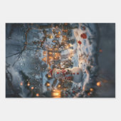 Kerstmis Sneeuwmannen Village Decoupage Inpakpapier Vel (Voorkant)