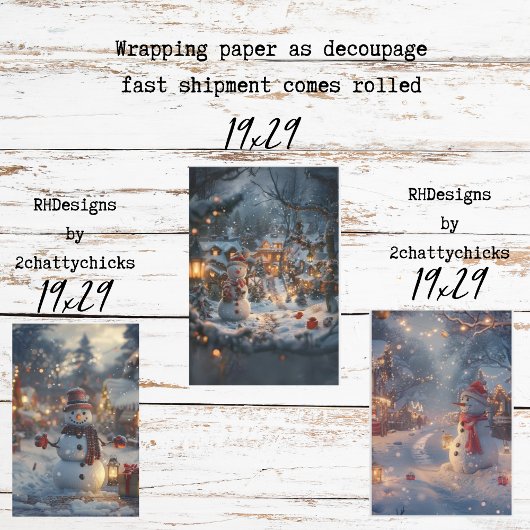 Kerstmis Sneeuwmannen Village Decoupage Inpakpapier Vel