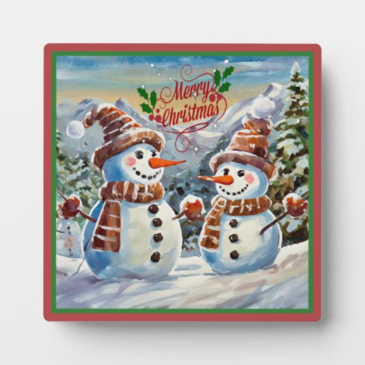 Kerstmis Sneeuwmannen, Vrolijk Kerstmis, Fotoplaat (Voorkant)