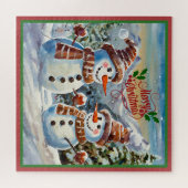 Kerstmis Sneeuwmannen, Vrolijk Kerstmis, Legpuzzel (Horizontaal)