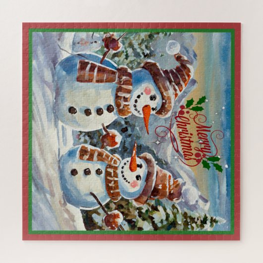Kerstmis Sneeuwmannen, Vrolijk Kerstmis, Legpuzzel (Horizontaal)