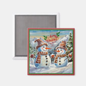 Kerstmis Sneeuwmannen, Vrolijk Kerstmis, Magneet (Voorkant / Achterkant)