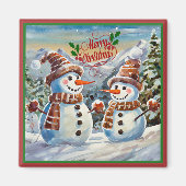 Kerstmis Sneeuwmannen, Vrolijk Kerstmis, Magneet (Voorkant)