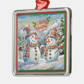 Kerstmis Sneeuwmannen, Vrolijk Kerstmis, Metalen Ornament (Links)