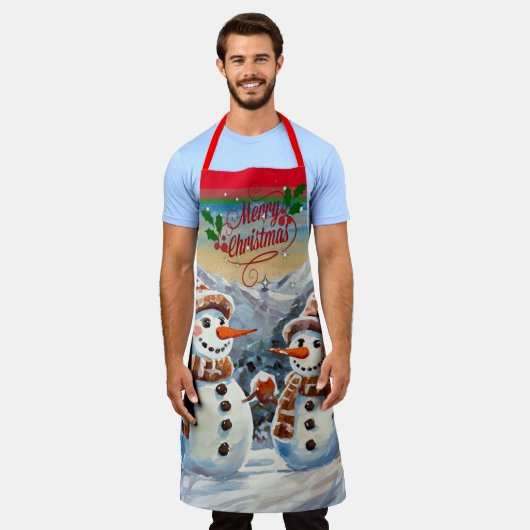 Kerstmis Sneeuwmannen, Vrolijk Kerstmis, Schort (Gedragen)