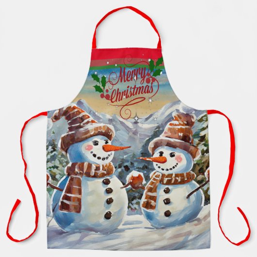 Kerstmis Sneeuwmannen, Vrolijk Kerstmis, Schort (Voorkant)