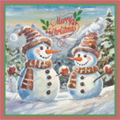 Kerstmis Sneeuwmannen, Vrolijk Kerstmis, Sticker (Voorkant)