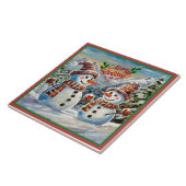 Kerstmis Sneeuwmannen, Vrolijk Kerstmis, Tegeltje (Zijkant)