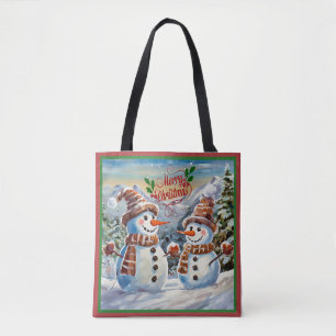 Kerstmis Sneeuwmannen, Vrolijk Kerstmis, Tote Bag