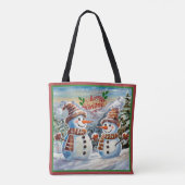 Kerstmis Sneeuwmannen, Vrolijk Kerstmis, Tote Bag (Achterkant)