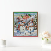 Kerstmis Sneeuwmannen, Vrolijk Kerstmis, Vierkante Klok (Huis)