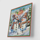 Kerstmis Sneeuwmannen, Vrolijk Kerstmis, Vierkante Klok (Hoek)