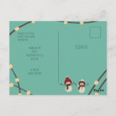 Kerstmis Sneeuwmannenduo – Winterlichten op Teal Briefkaart (Achterkant)