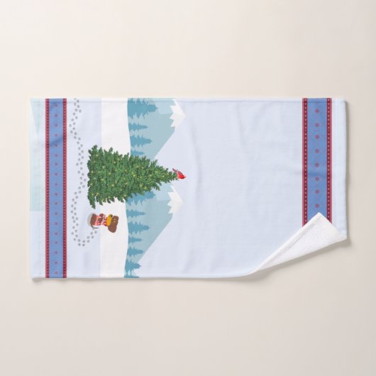 Kerstmis Sneeuwscène met Sneeuwman en Puppy Bad Handdoek (Handdoek)