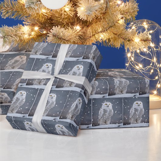 Kerstmis Sneeuwuil in sneeuwvlokken Cadeaupapier (Feestdagen)
