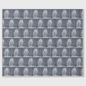 Kerstmis Sneeuwuil in sneeuwvlokken Cadeaupapier (Vlak)