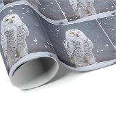 Kerstmis Sneeuwuil in sneeuwvlokken Cadeaupapier (Rol Hoek)