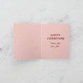 Kerstmis Sneeuwuil, roze bloemen. Bewerkbare tekst Notitiekaartje (Binnen)