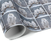 Kerstmis Sneeuwuilen in Sneeuwvlokken Cadeaupapier (Rol Hoek)