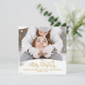 Kerstmis Sneeuwval Overlay Foto Script Feestdagenkaart (Staand voorkant)