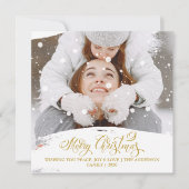 Kerstmis Sneeuwval Overlay Foto Script Feestdagenkaart (Voorkant)