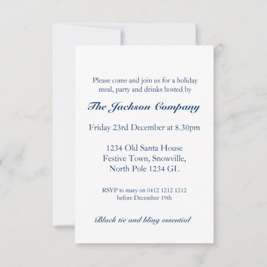 Kerstmis sneeuwvlok boom feestuitnodiging blauw kaart (Achterkant)