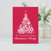 Kerstmis sneeuwvlok boom feestuitnodiging rood kaart (Staand voorkant)