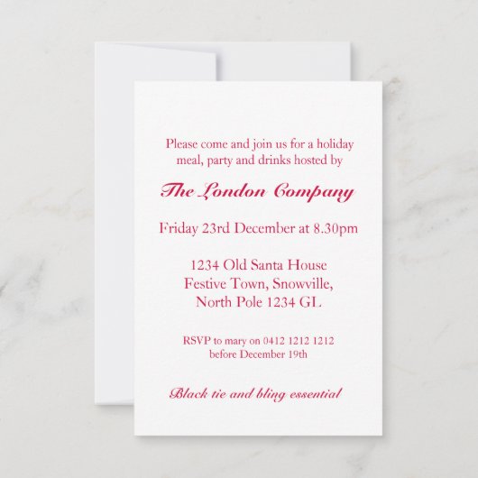 Kerstmis sneeuwvlok boom feestuitnodiging rood kaart (Achterkant)