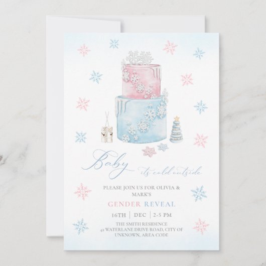 Kerstmis Sneeuwvlok Cake Winter Geslacht onthullen Kaart (Voorkant)