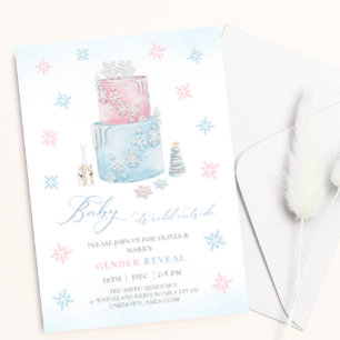 Kerstmis Sneeuwvlok Cake Winter Geslacht onthullen Kaart